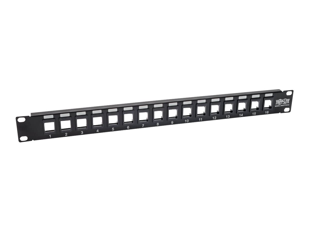 Tripp Lite 16-Port 1U Rack-Mount Unshielded Blank Keystone/Multimedia Patch Panel, RJ45 Ethernet, USB, HDMI, Cat5e/6