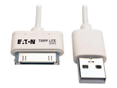 Tripp Lite 3ft USB/Sync Charge Cable 30-Pin Dock Connector for Apple White 3'