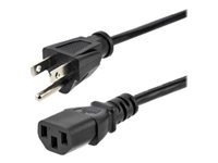 StarTech 12ft (3.6m) Computer Power Cord, NEMA 5-15P to C13 Power Cord, 10A 125V, 18AWG, Black Replacement AC Power Cord, Monitor Power Cable, NEMA 5-15P to IEC 60320 C13 TV Power Cord - PC Power Supply Cable