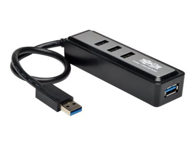 Tripp Lite Portable 4-Port USB 3.0 SuperSpeed Mini Hub with Built In Cable - Hub - 4 x SuperSpeed USB 3.0 - desktop