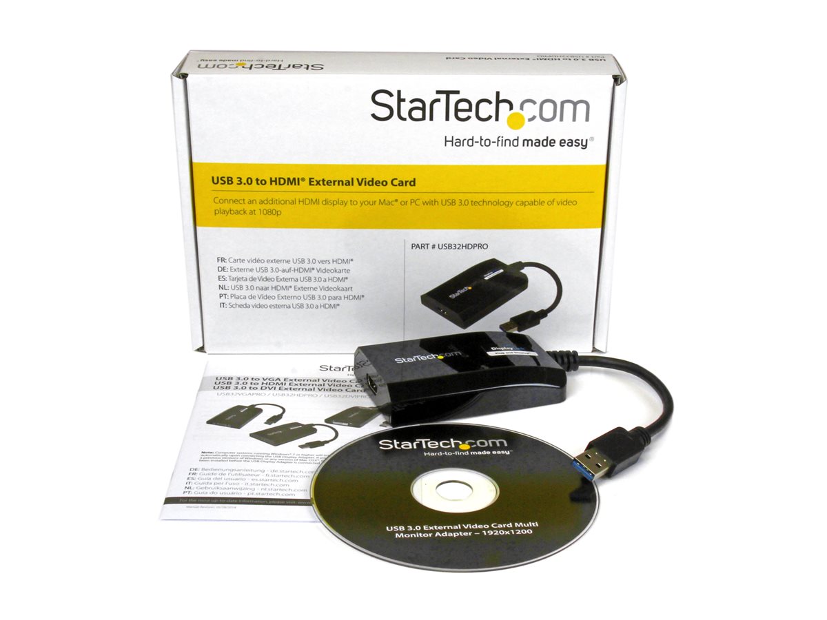 StarTech.com USB 3.0 to HDMI External Video Card Adapter - DisplayLink Certified - 1920x1200 - MultiMonitor Graphics Adapter - Supports Mac & Windows (USB32HDPRO) - kabel adaptéru - HDMI / USB - 16 cm – foto 5