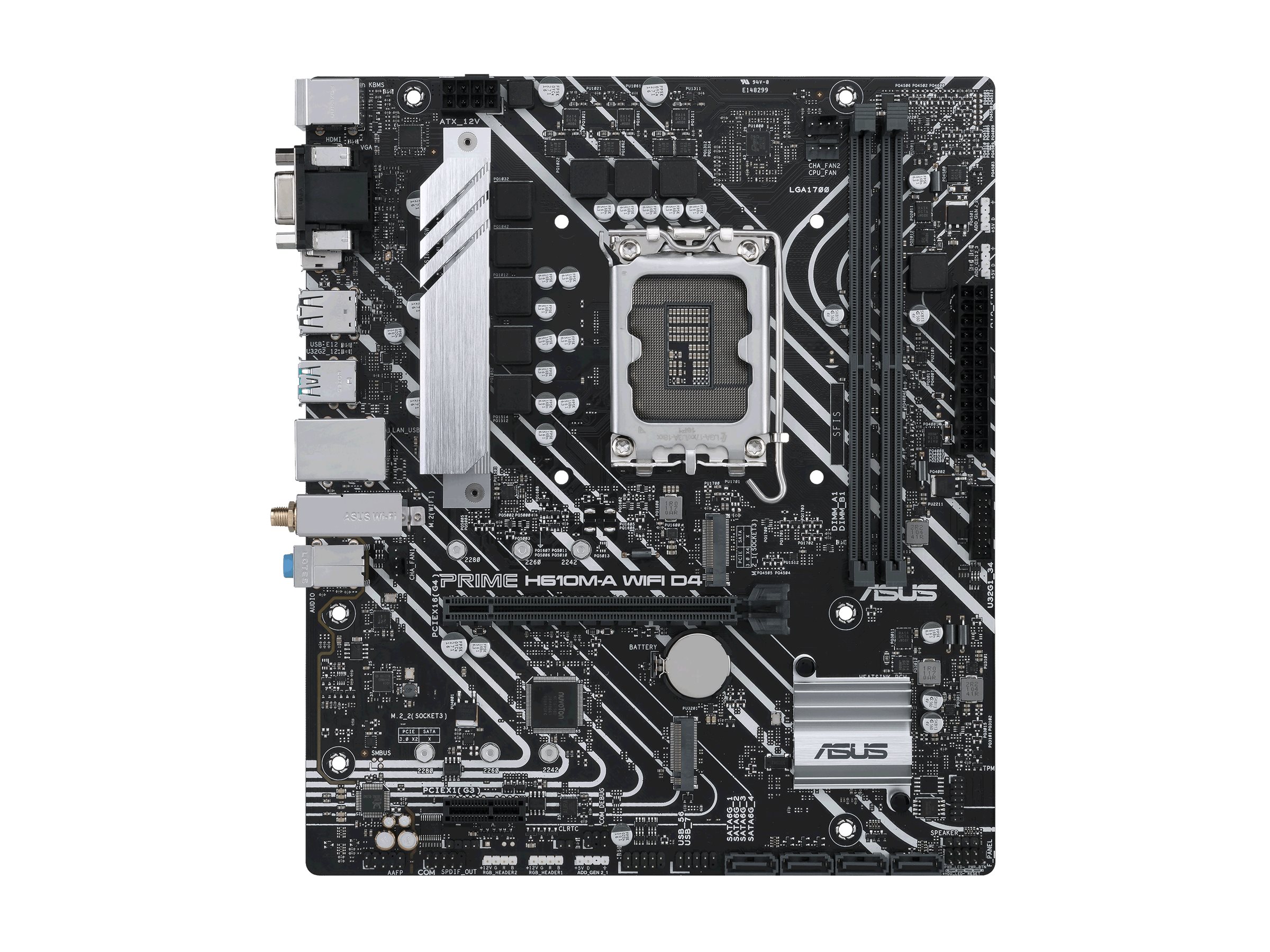 An image of ASUS PRIME H610M-A WIFI D4 - motherboard - micro ATX - LGA1700 Socket - H610