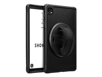 CELLAIRIS Showcase Grip - Back cover for tablet - with kickstand & hand strap, anti-bacterial protection - polycarbonate, thermoplastic elastomer (TPE) - black - for Samsung Galaxy Tab A7 Lite