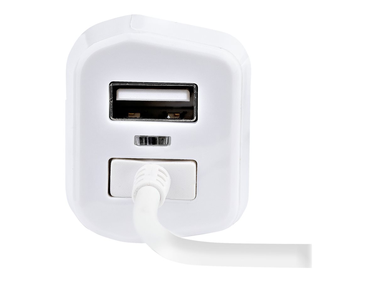 StarTech.com Lightning Car Charger with 1m Coiled Lightning Cable, 12W, White, 2 Port USB Car Charger Adapter for Phones and Tablets, In Car Apple iPhone/iPad Charger w/ Built-in Cord - Dual USB Car Charger (USBLT2PCARW2) napájecí adaptér do auta - USB, Lightning - 12 Watt – foto 2