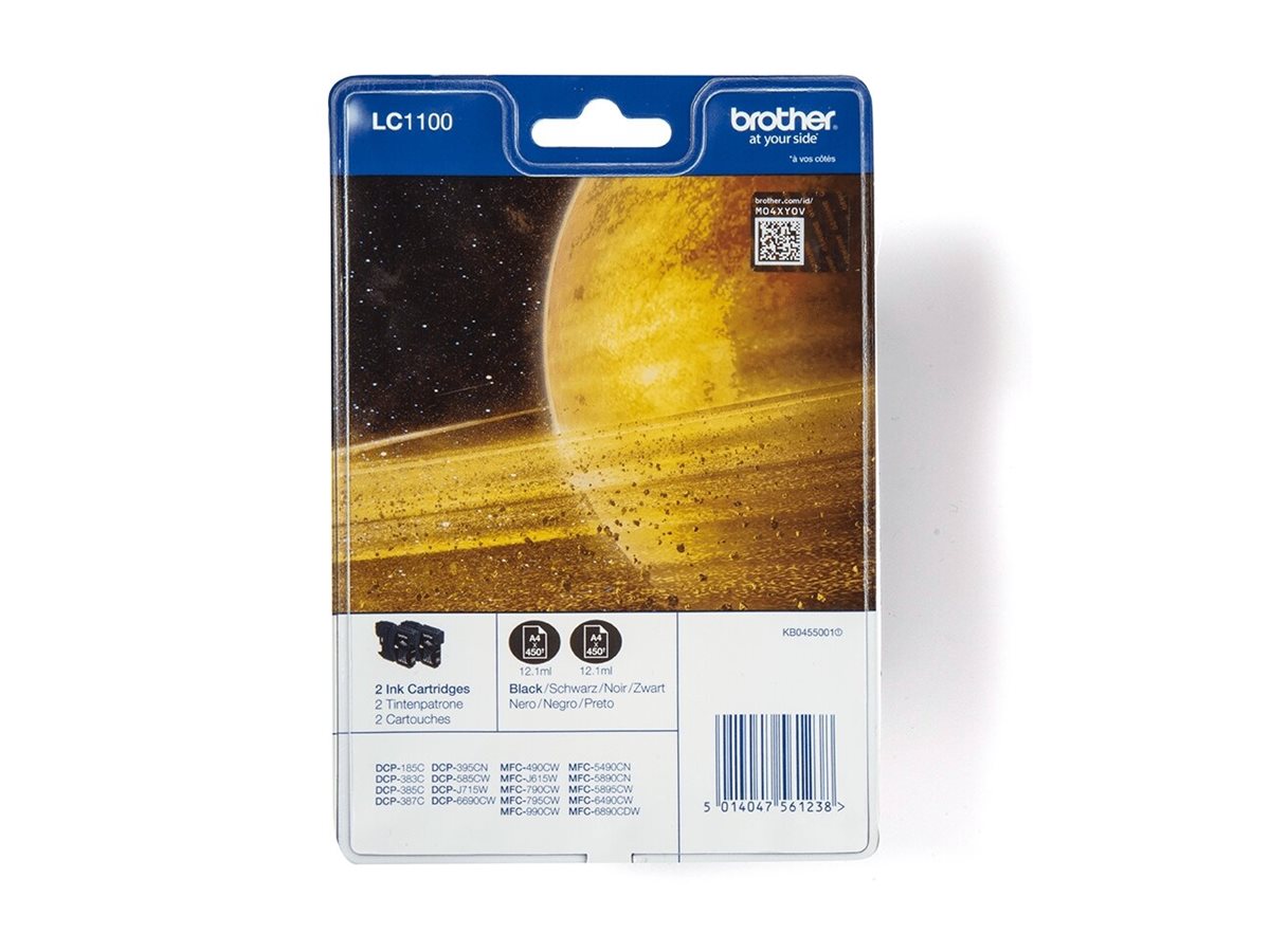 Brother Lc1100bkbp2 2 Pack Black Original Ink Cartridge