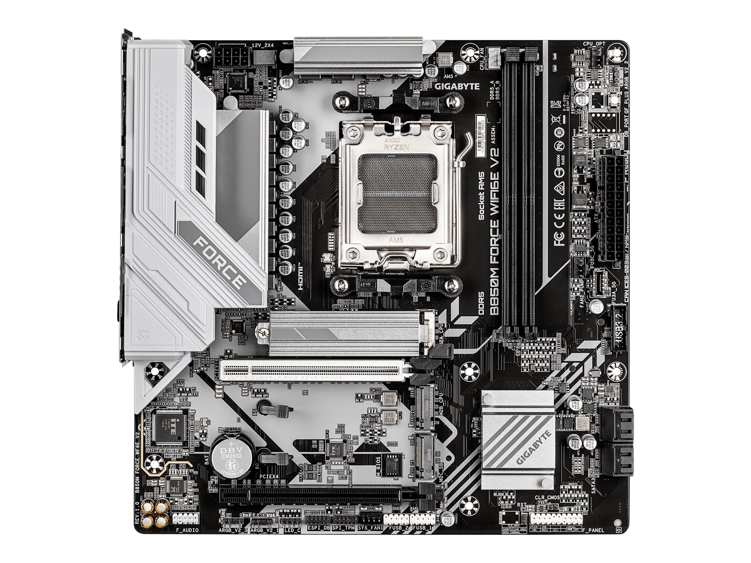 Gigabyte B850M FORCE WIFI6E V2 motherboard micro ATX Socket AM5 AMD Product shot Front 80025