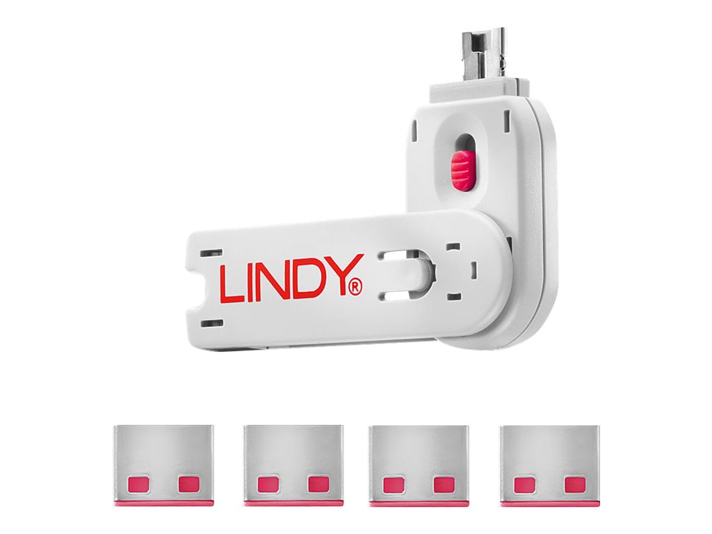 Clé USB et 4 bloqueurs de ports USB, Rose
