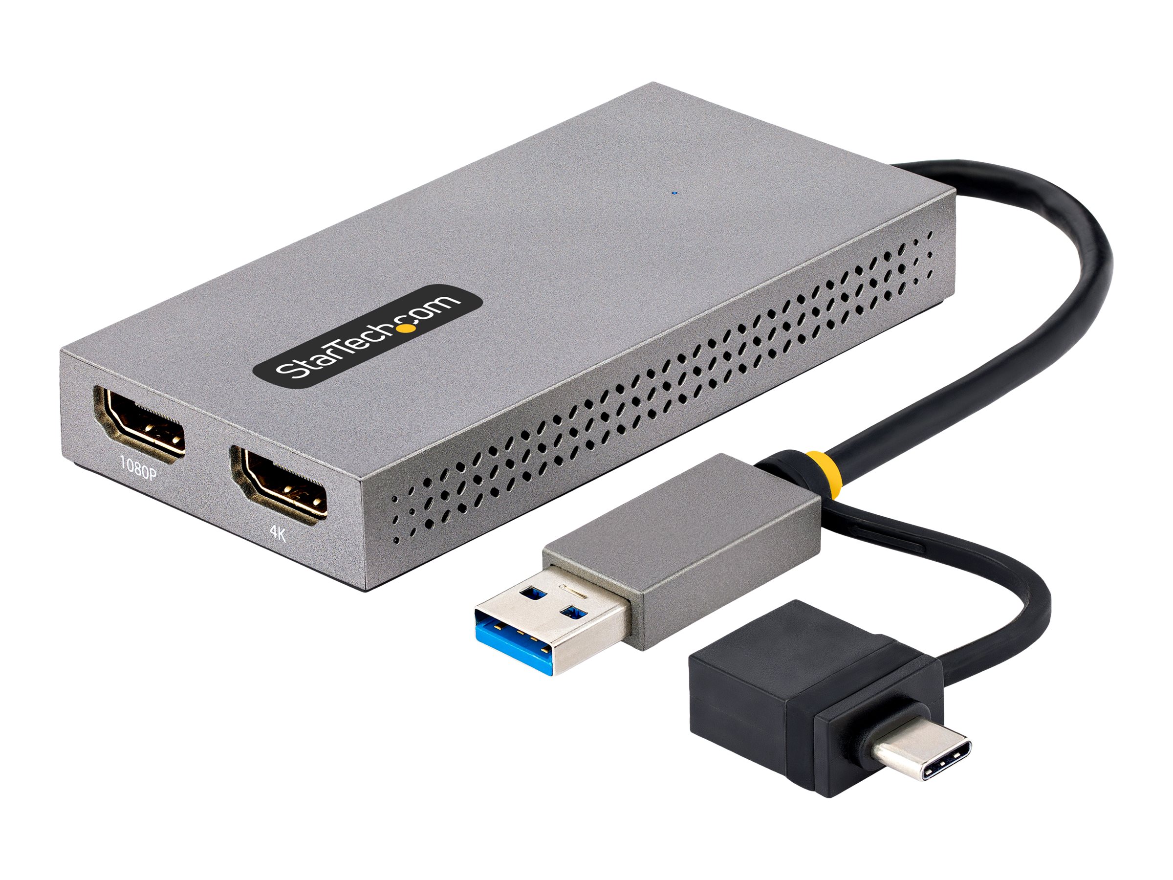 udbrud Parcel Moralsk uddannelse StarTech.com USB to Dual HDMI Adapter, USB A/C to 2x HDMI Monitors (1x 4K  30Hz, 1x 1080p), Integrated USB-A to C Dongle, 4in/11cm Cable, Windows  &amp; macOS | www.publicsector.shidirect.com