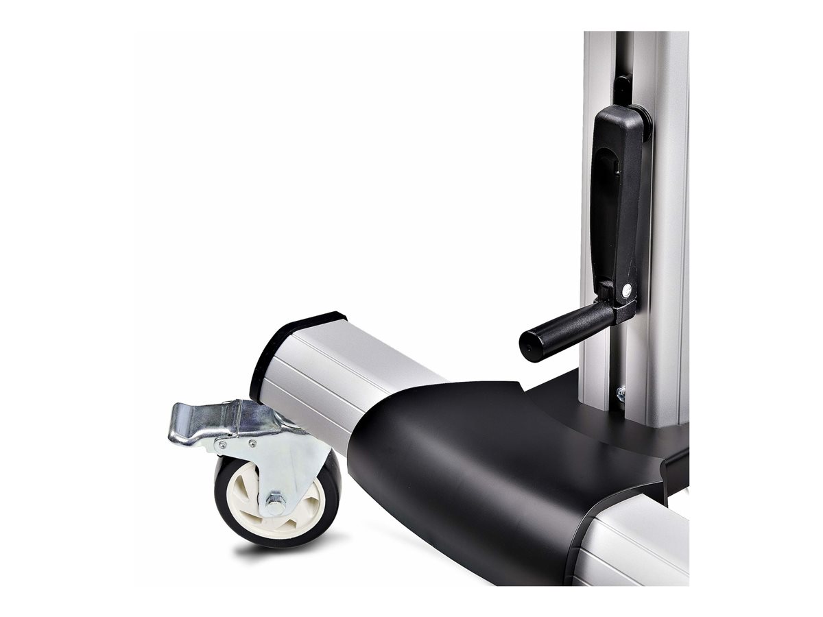 StarTech.com Rolling TV Cart/Stand On Wheels, Up to 100inch/220lb Screens vozík - pro plochý panel - černá, stříbrná – foto 11