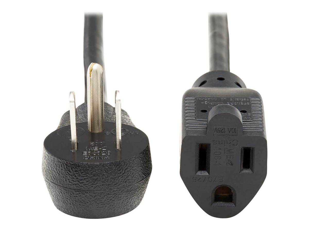 Tripp Lite Power Extension Cord Right-Angle 5-15P to 5-15R 18AWG 10A 15ft Black