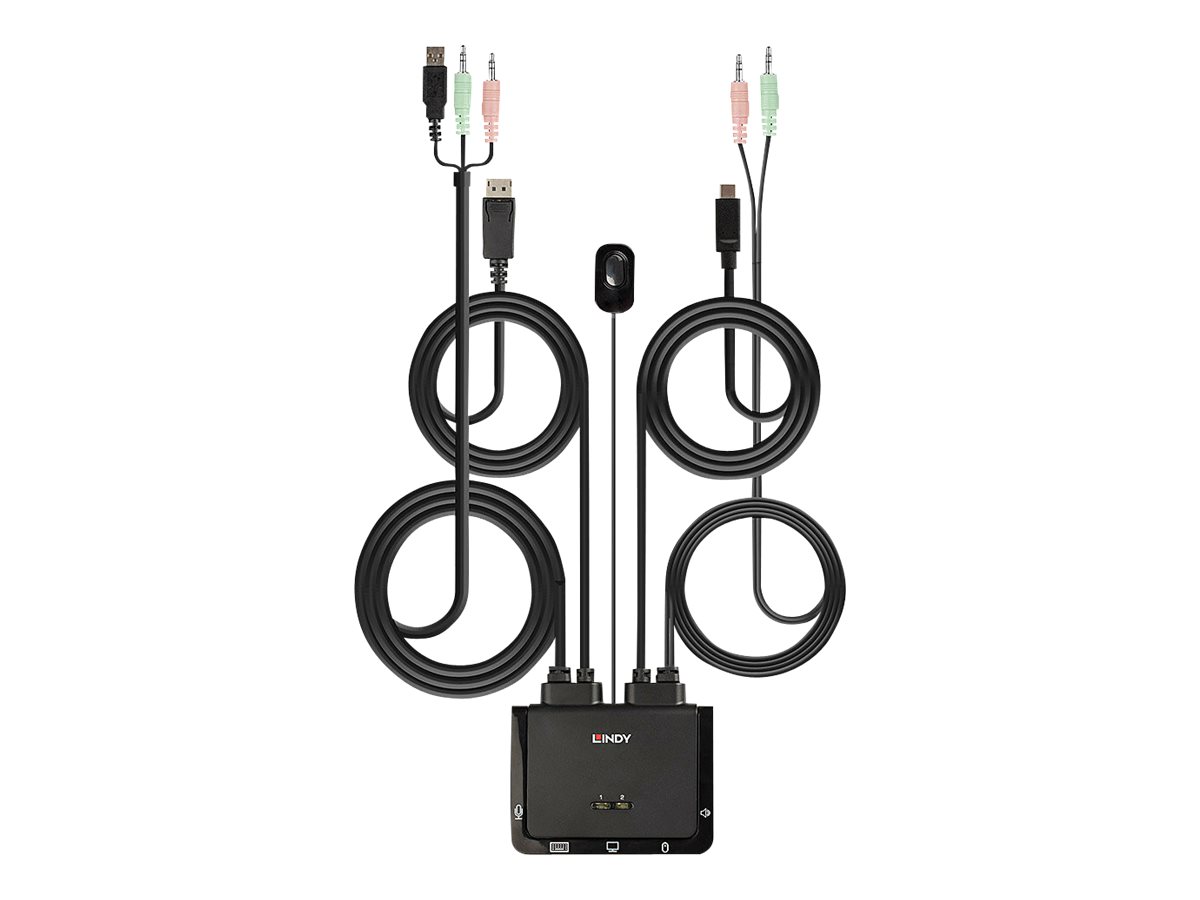 LINDY 2 Port DP 1.2 USB TypeC KVM Switch