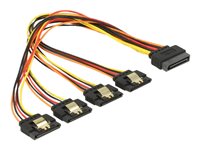 DeLOCK 15 pin Serial ATA strøm (male) - 15 pin Serial ATA strøm (female) Sort Orange Rød Gul 30cm Forlængerkabel til strøm