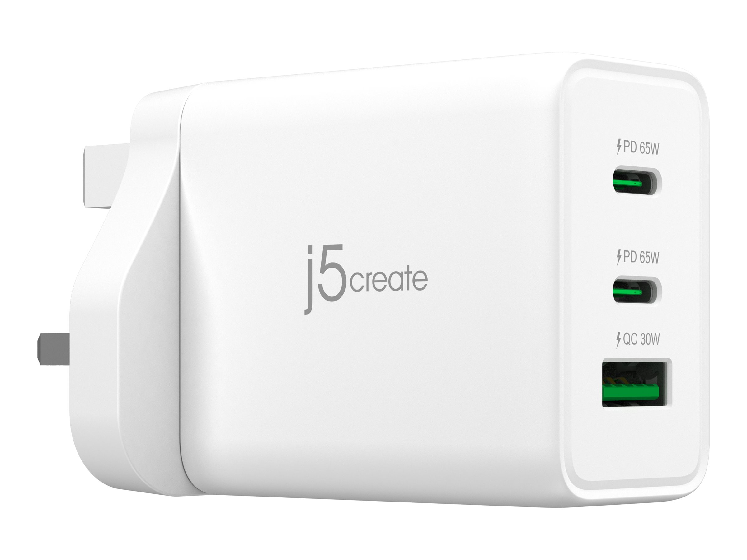 Image of j5create JUP3365 power adapter - 2 x USB-C, USB Type A - 65 Watt