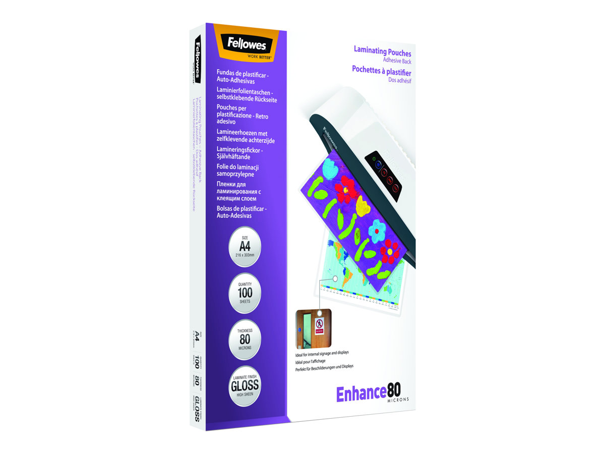 FELLOWES POCHETTES A4 - DOS ADHESIF - 80