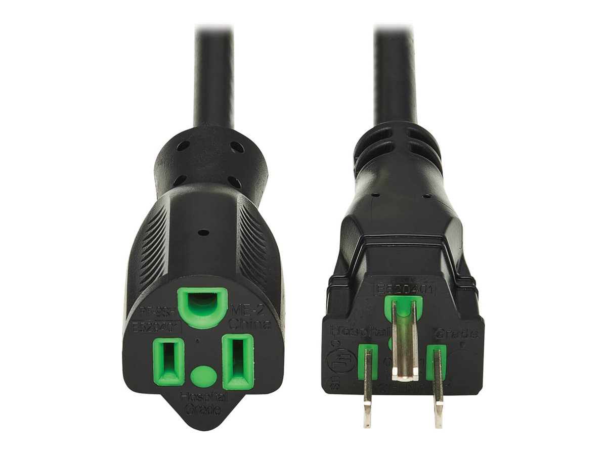 Eaton Tripp Lite Series Safe-IT Antibacterial Hospital-Grade Extension Cord, 5-15P to 5-15R