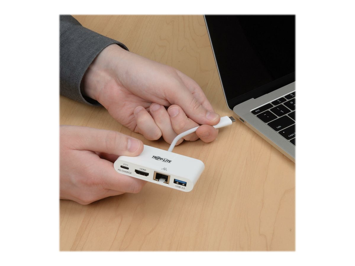 Tripp Lite 3 Port USB C to USB A Hub Portable w Gigabit Ethernet