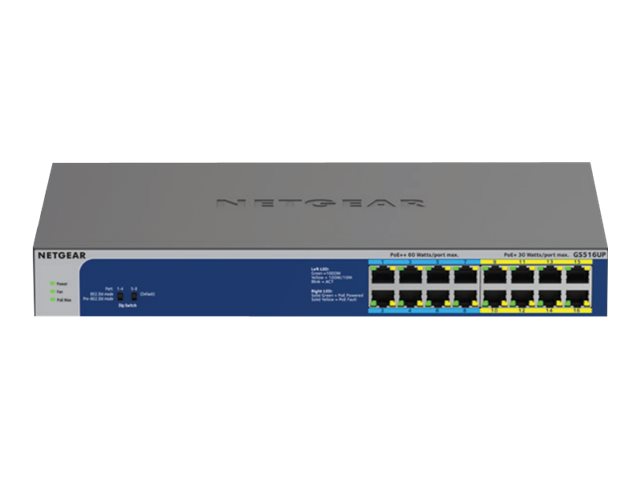 Image of NETGEAR GS516UP - switch - 16 ports - unmanaged - rack-mountable