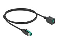 DeLOCK 8 pin USB PlusPower (12 V) (male) - 8 pin USB PlusPower (12 V) (female) Sort 3m PoweredUSB extension cable