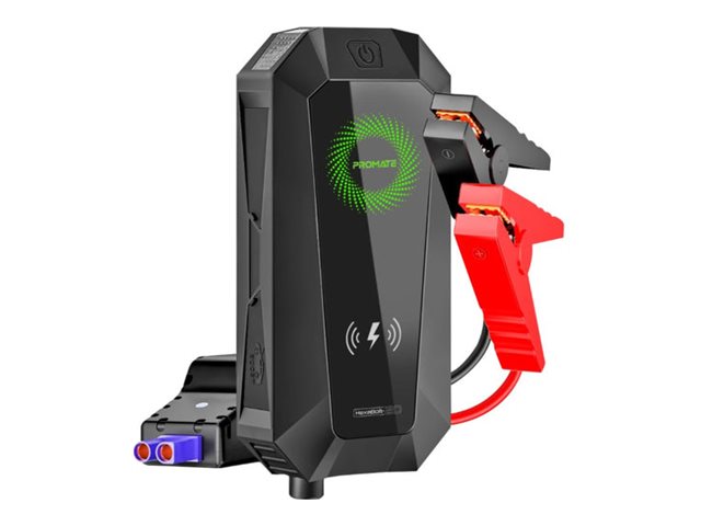 Promate HexaBolt-20 car jump starter 1500A/12V Li-Ion 2 x USB jump-start port wireless Product shot Left-angle 79300
