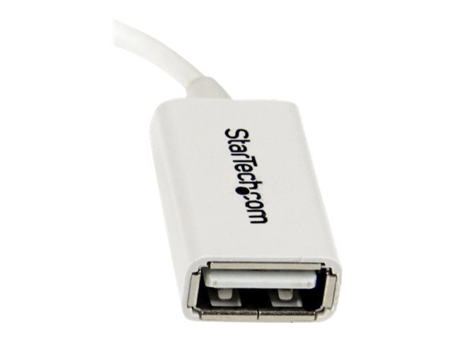 Image of StarTech.com 5in White Micro USB to USB OTG Host Adapter M/F - Micro USB Male to USB A Female On-The-Go Host Cable Adapter - White (UUSBOTGW) - USB adapter - USB to Micro-USB Type B - 12.7 cm