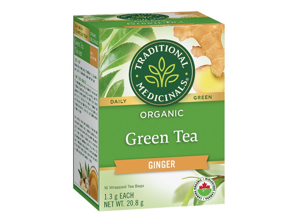 Traditional Medicinals Organic Green Tea Wrapped Tea Bags - Ginger - 16's