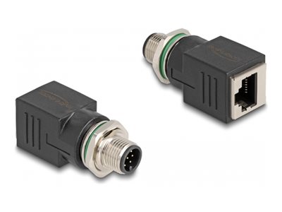DELOCK M12 Adapter A-kodiert 8 Pin Stecker zu RJ45 Bu gerade Adapter
