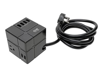 Tripp Lite Surge Protector Power Cube 3-Outlet 6 USB-A 7.2A 6ft Cord Black 540 Joules