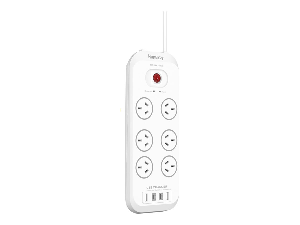 HuntKey SAC607 power strip surge protection 2400 Product shot Left-angle 79750