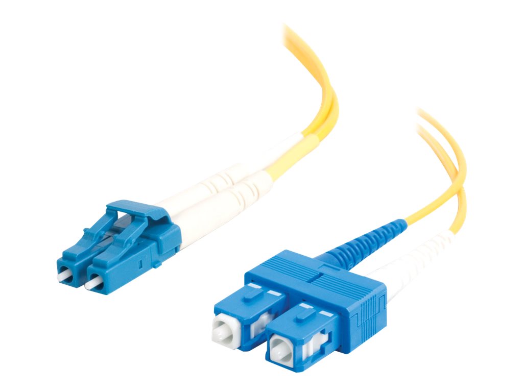 C2G 30m LC-SC 9/125 OS1 Duplex Single-Mode PVC Fiber Optic Cable (USA-Made)