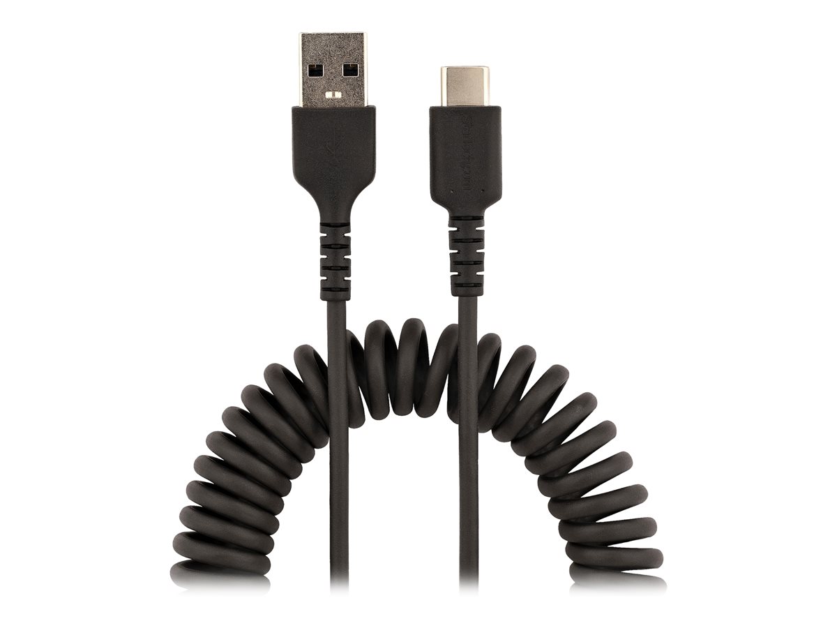 StarTech.com 3ft (1m) USB A to C Charging Cable, Coiled Heavy Duty Fast Charge & Sync USB-C Cable, High Quality USB 2.0 A to Type-C, Rugged Aramid Fiber, TPE, 3A, S20, iPad, Pixel - Durable Male to Male USB, Black - USB kabel typ C - USB do USB-C - 1 m – foto 2