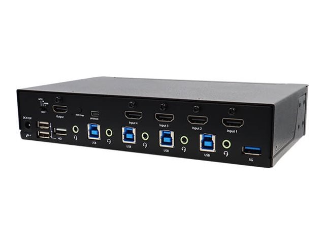 Rextron MKAG-G3114 KVM switch true 4K HDMI with USB 3.2 Gen 1 audio hotkey control 4 Product shot Right-angle 79400