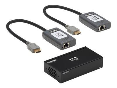 Eaton Tripp Lite Series HDMI over Cat6 Extender Kit, Splitter/2x Pigtail Receivers 2-Port- 4K 60 Hz, HDR, 4:4:4, PoC, 230 ft. (70.1 m), TAA