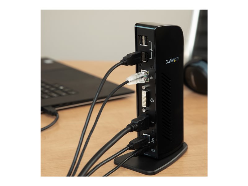 StarTech.fr Station d'Accueil pour Ordinateur Portable USB 3.0 à Double  Écran avec HDMI et DVI/VGA, Hub USB-A 6x, GbE, Audio, Docking Station  Universelle Type-A - Windows/macOS/ChromeOS