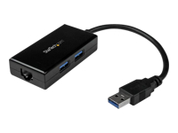 StarTech.com 2 Port USB 3.0 Hub with Ethernet - USB 3.0 x 2 - Gigabit Ethernet Network Adapter for Windows / Mac / Chrome (USB31000S2H) - Network adapter - USB 3.0 - Gigabit Ethernet x 1 - black