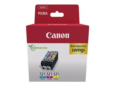 CANON CLI-521 Ink Cartridge C/M/Y Pack - 2934B016