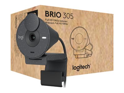 Logitech Brio 305 Full HD webcam with auto light correction, Graphite