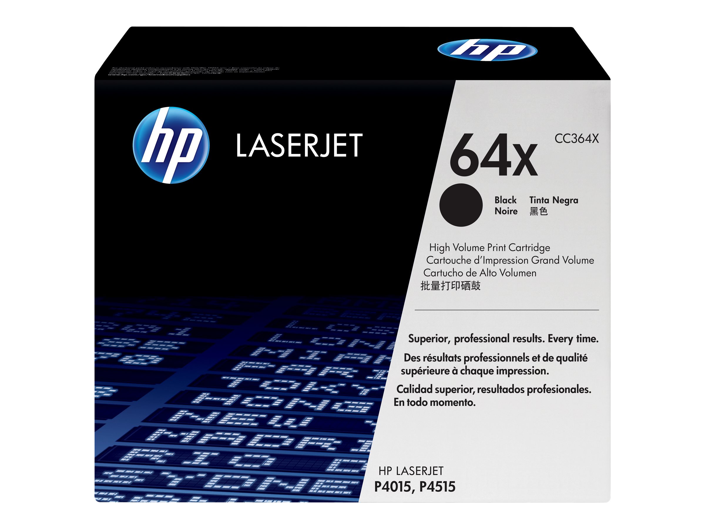 HP 64X High Yield black original LaserJet toner cartridge Usage / lifestyle Front 72785