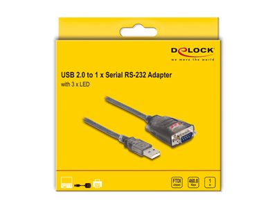 DELOCK Adapter USB 2.0 Typ-A > Seriell RS-232 D-Sub 9 Pin St