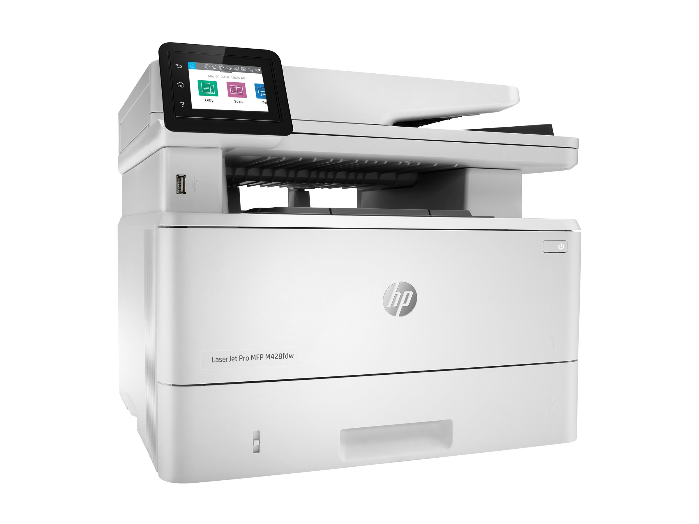 HP LaserJet Pro MFP M428fdw multifunction printer Product shot Front 79950