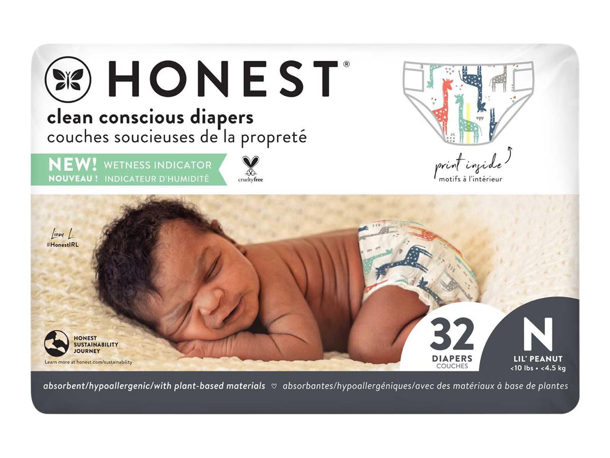 The Honest Company Disposable Diapers - Giraffes - Newborn - 32's