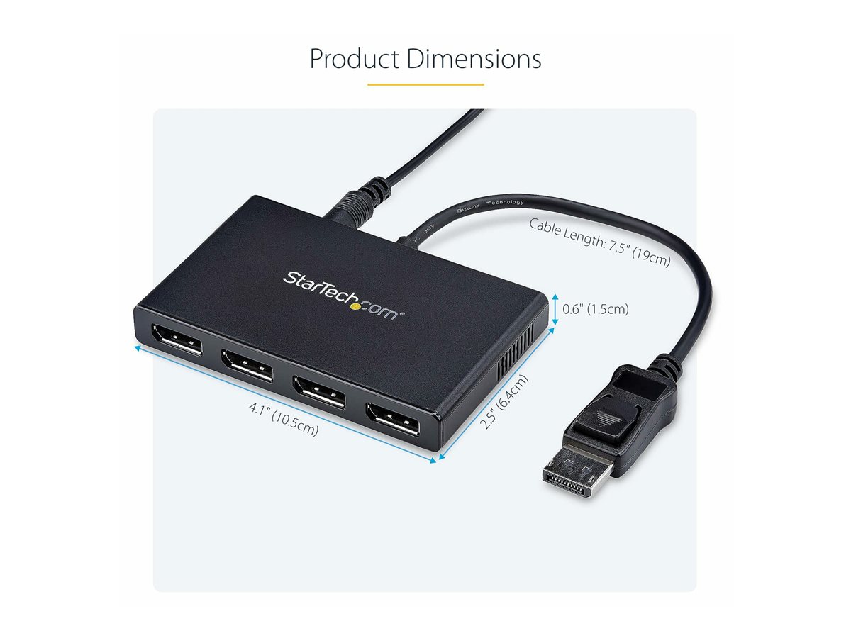 StarTech.com 4-Port Multi Monitor Adapter, DisplayPort 1.2 MST Hub, 4x 1080p, Video Splitter for Extended Desktop Mode on Windows PCs Only, DP to Quad DP Monitors MST Hub - DP Multi Stream Transport Hub (MSTDP124DP) - separátor video - 4 porty – foto 14