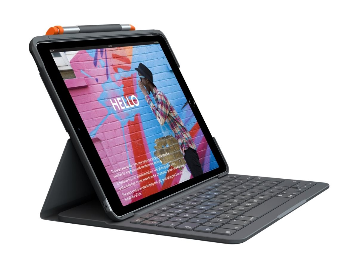 Logitech Slim Folio - klávesnice a pouzdro - QWERTY - italská - oxfordská šedá Vstupní zařízení – foto 2