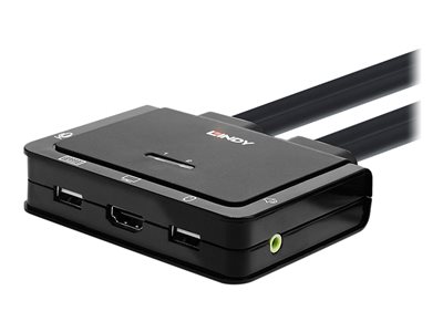 LINDY 2 Port HDMI 2.0 18G, USB 2.0 KVM Switch mit Audio
