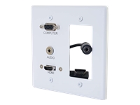 C2G Decorative Dual Gang VGA, 3.5mm Audio and HDMI Wall Plate White