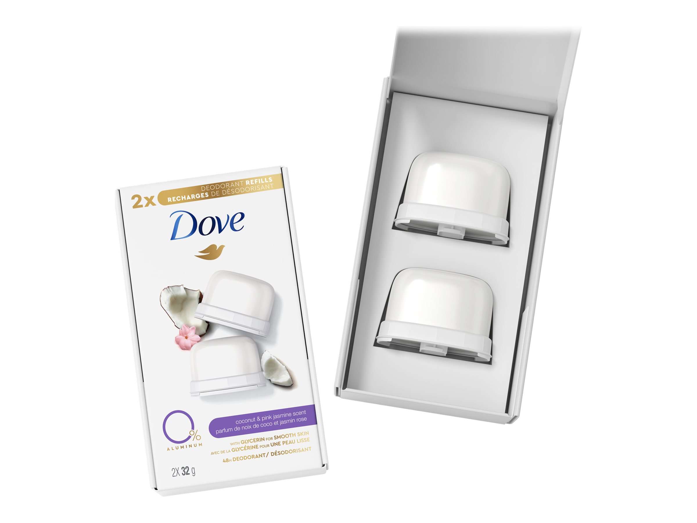 Dove 0 Aluminum Deodorant Refills Coconut and Pink Jasmine 2x32g
