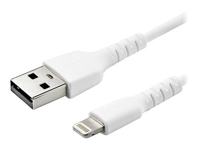 StarTech.com 3 ft(1m) Durable White USB-A to Lightning Cable, Heavy Duty Rugged Aramid Fiber USB Type A to Lightning Charger/Sync Power Cord, Apple MFi Certified iPad/iPhone 12 Pro Max