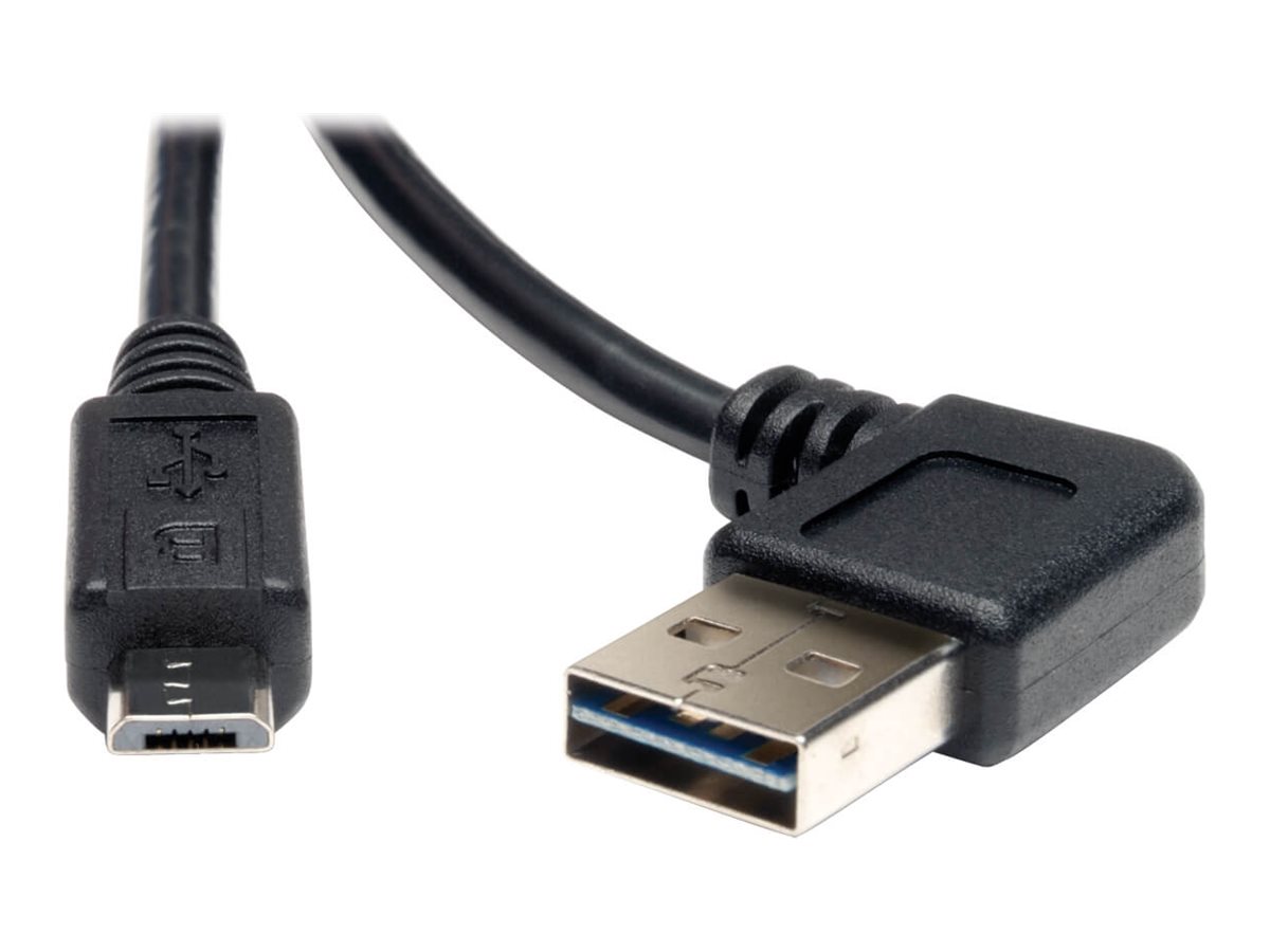 Eaton Tripp Lite Series Universal Reversible USB 2.0 Cable (Reversible Right / Left-Angle A to Micro-B M/M), 3 ft. (0.91 m)