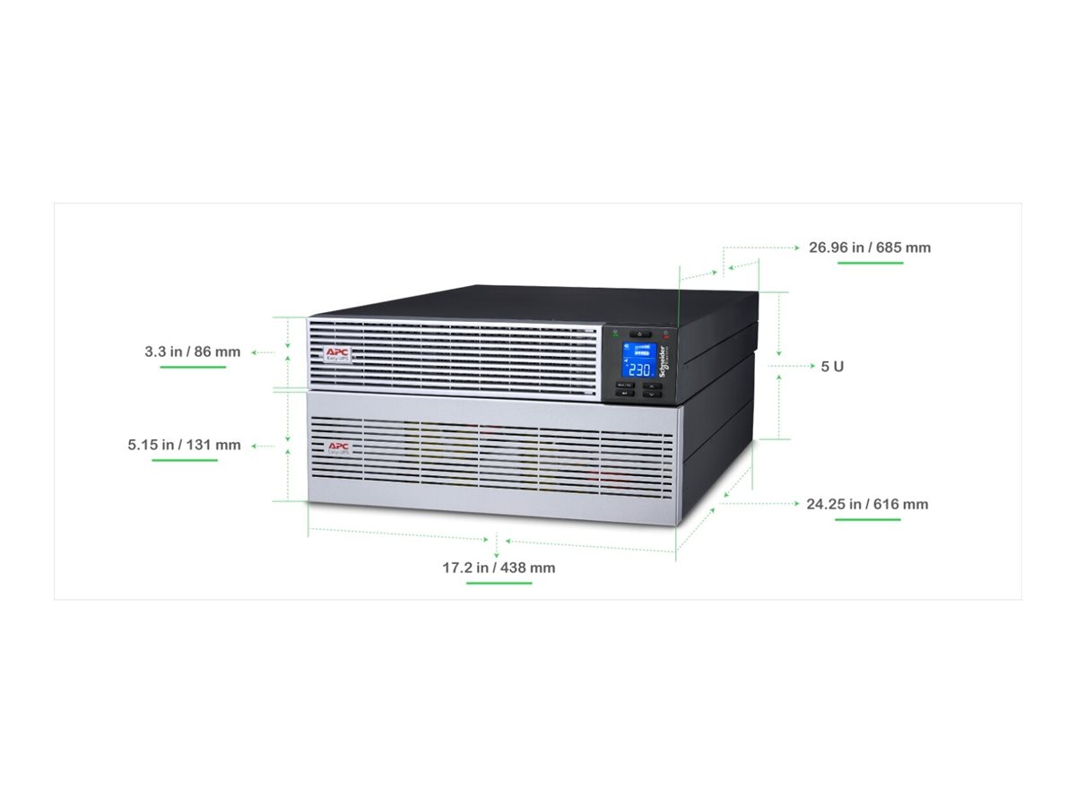 APC Easy UPS On-Line - UPS - prodlužovaný provoz, pevný výstup (1P+N+E), inteligentní slot pro karty, s montážním rámem - 6 kW - 6000 VA - Li-Ion – foto 8