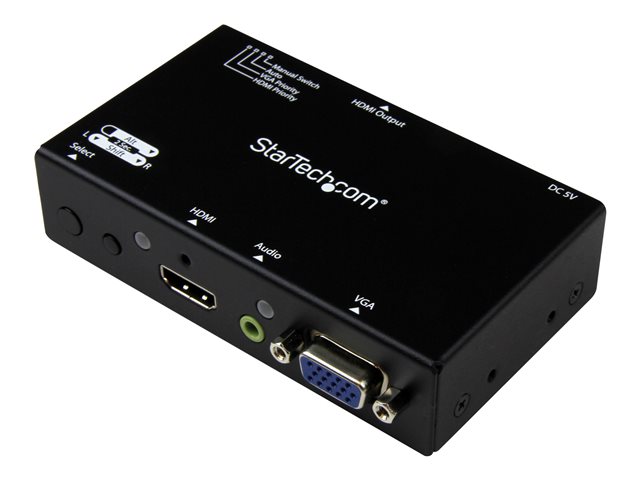 Image of StarTech.com 2x1 VGA + HDMI to HDMI Switch / Selector Box - 1080p Multi Video Input Automatic Switcher - 2 Computers In 1 Monitor Out (VS221VGA2HD) - video/audio switch