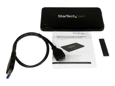StarTech.com 2.5in USB 3.0 SATA Hard Drive Enclosure w/ UASP for Slim 7mm SATA III SSD / HDD - 7mm 2.5